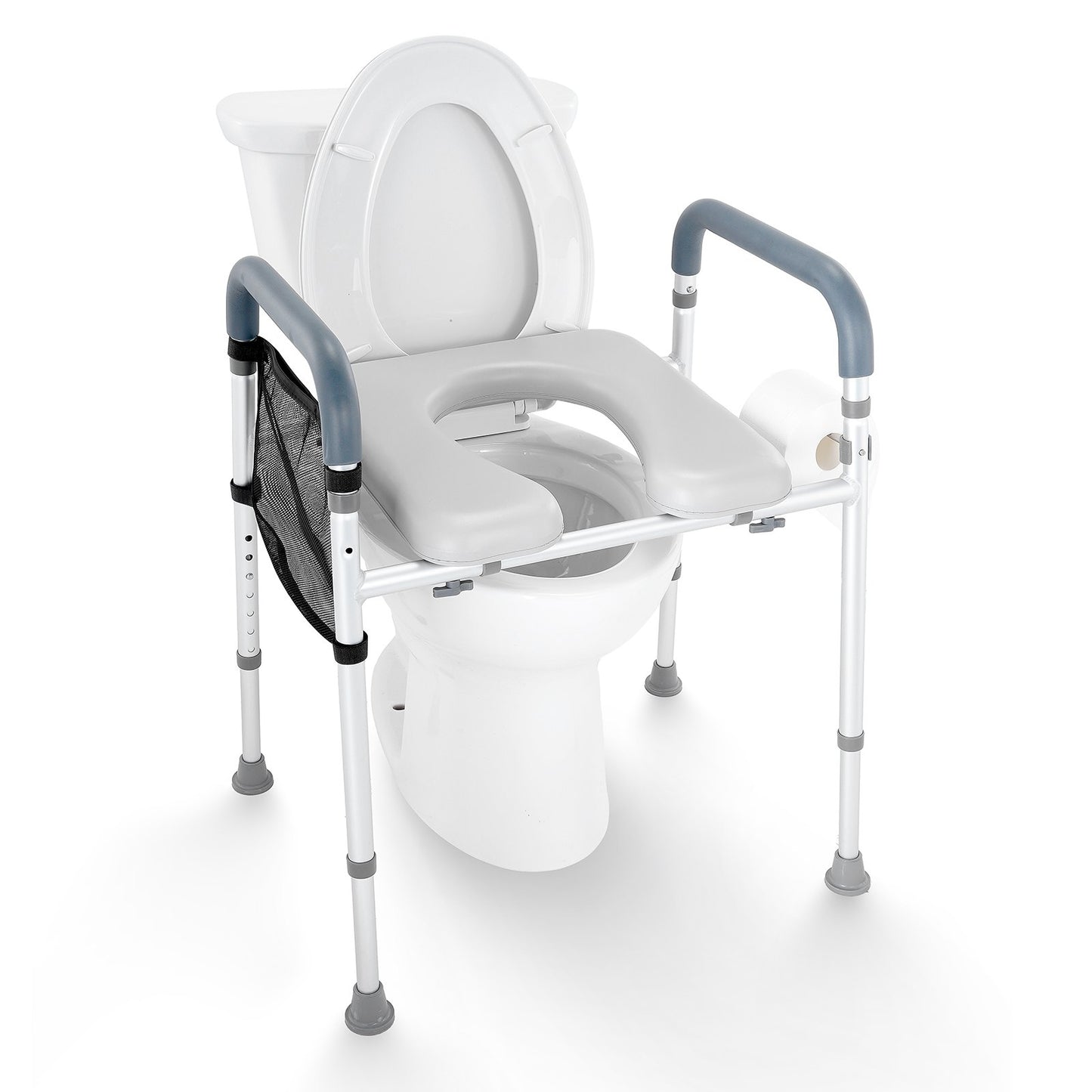 Adjustable Raised Toilet Seat with Padded Arms - Height Adjustable (158 kg Capacity)