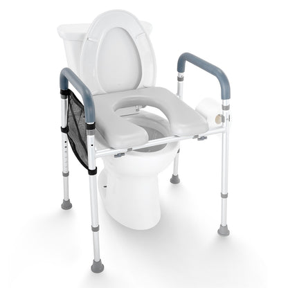 Adjustable Raised Toilet Seat with Padded Arms - Height Adjustable (158 kg Capacity)