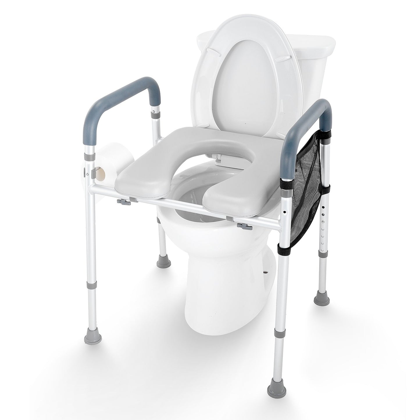 Adjustable Raised Toilet Seat with Padded Arms - Height Adjustable (158 kg Capacity)