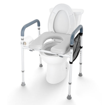 Adjustable Raised Toilet Seat with Padded Arms - Height Adjustable (158 kg Capacity)