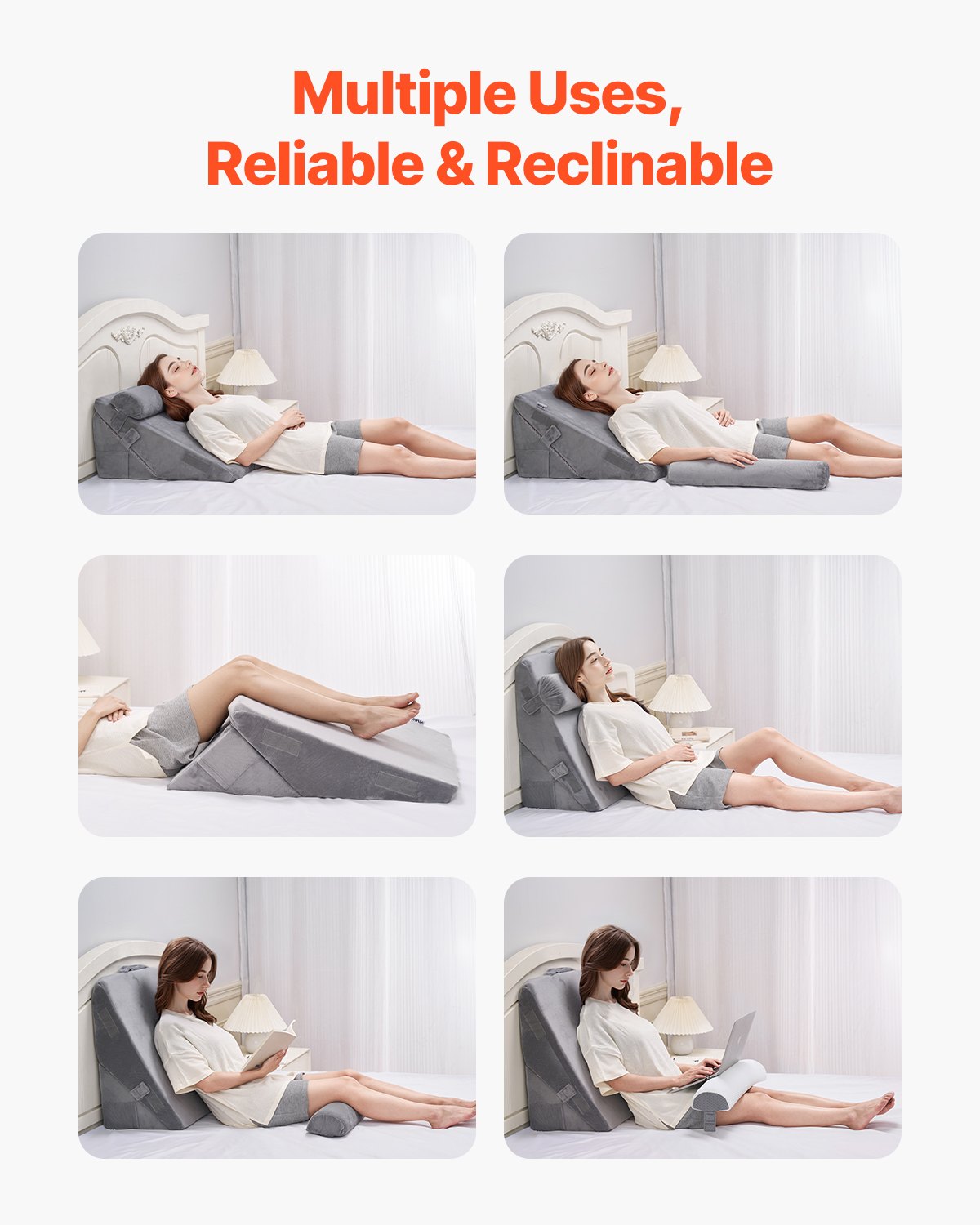 Adjustable Orthopaedic Bed Wedge Pillow Set - 3 Piece Support Cushion System