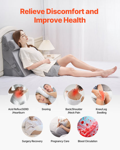 Adjustable Orthopaedic Bed Wedge Pillow Set - 3 Piece Support Cushion System