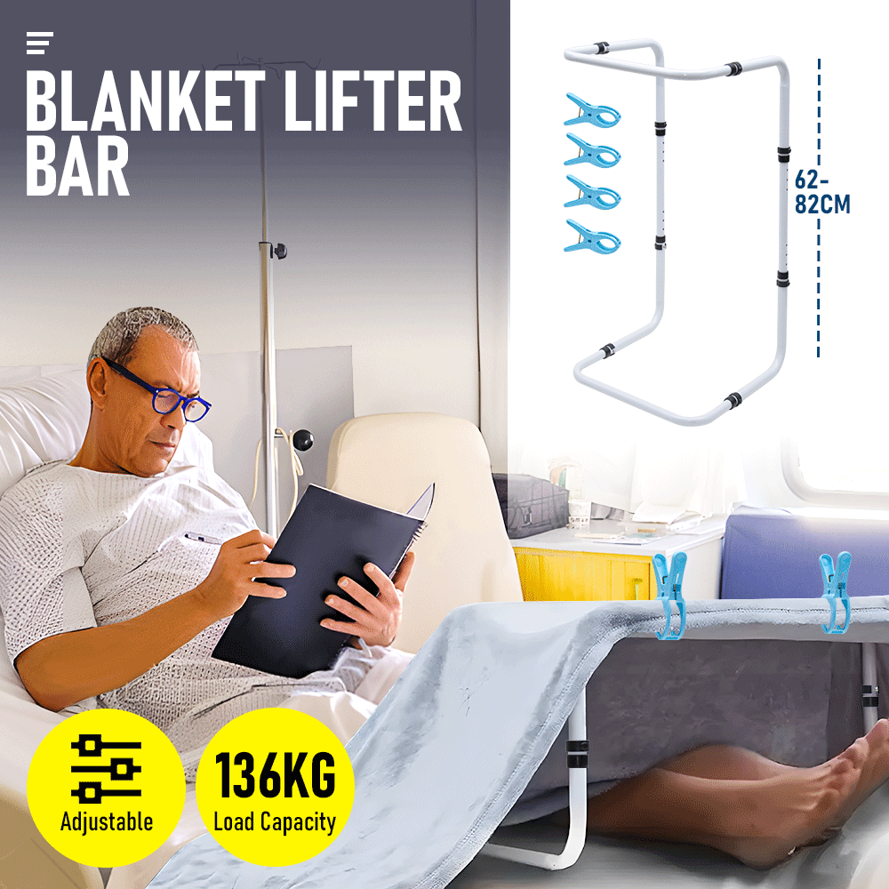 Adjustable Blanket Lifter Bar with Bed Clips - Bedding Support Frame (62-82 cm)