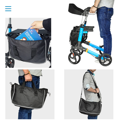 2-in-1 Folding Rollator Walker with Seat - Adjustable, 8" Wheels (136 kg Capacity)
