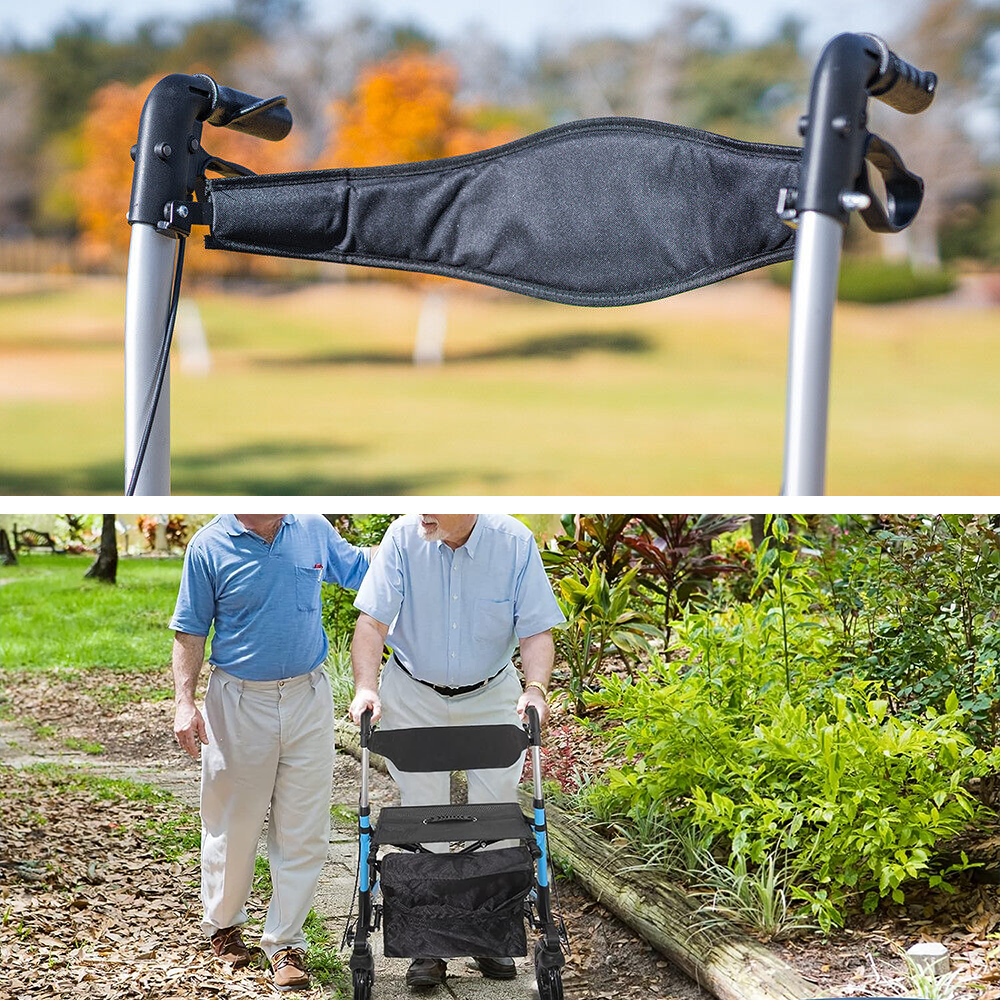 2-in-1 Folding Rollator Walker with Seat - Adjustable, 8" Wheels (136 kg Capacity)